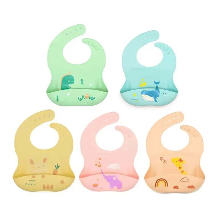 "Waterproof Soft Adjustable Toddlers Silicon Feeding Bib"