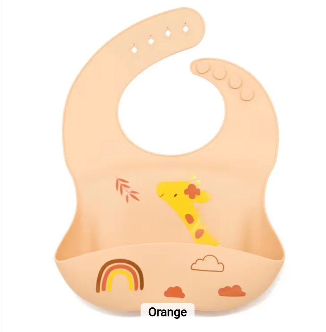 "Waterproof Soft Adjustable Toddlers Silicon Feeding Bib"