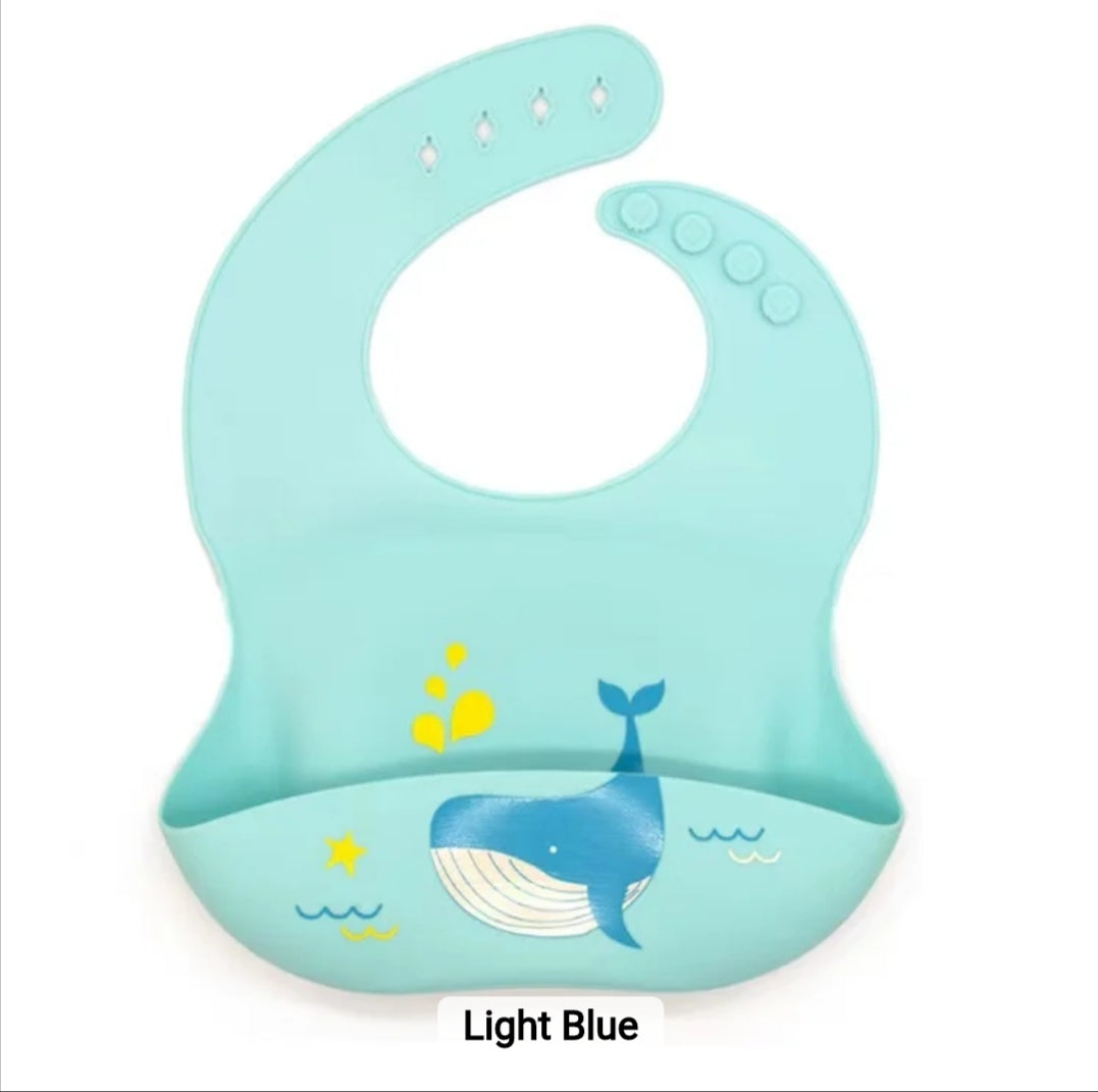 "Waterproof Soft Adjustable Toddlers Silicon Feeding Bib"