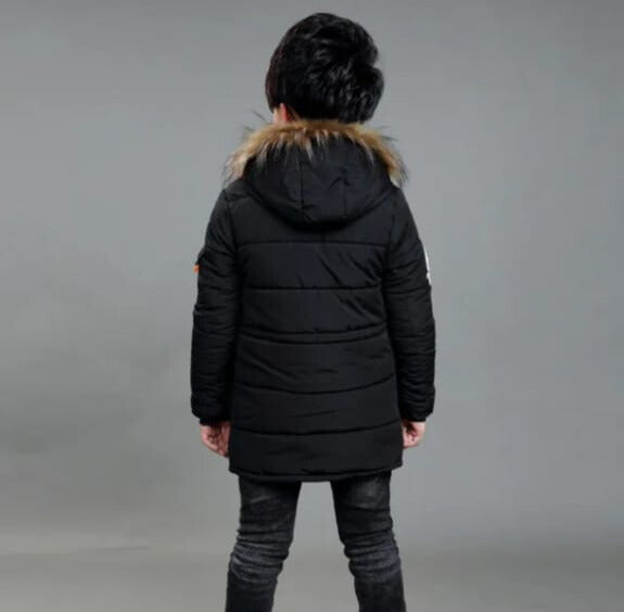 Boys Woolen Jacket With Fur Hoodie