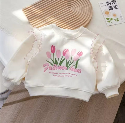 Girls Lace Sweatshirt Set