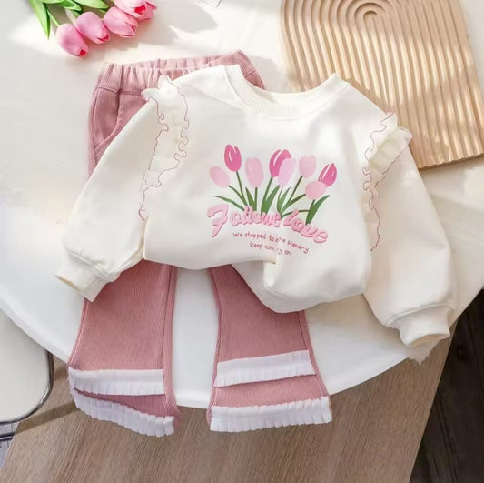 Girls Lace Sweatshirt Set
