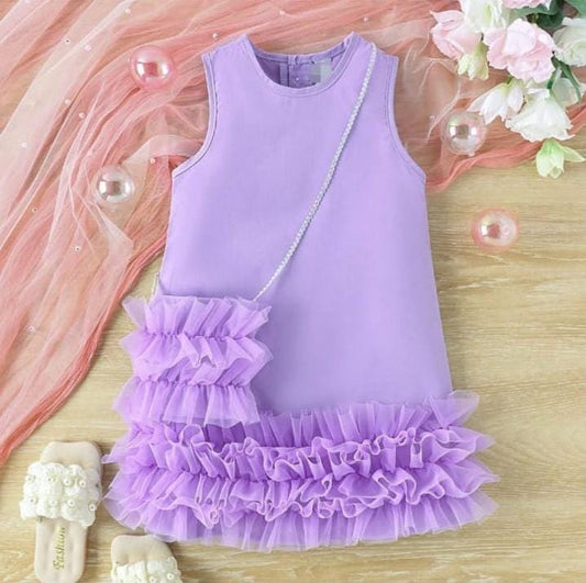 Girls Sleeveless Dress With Bag