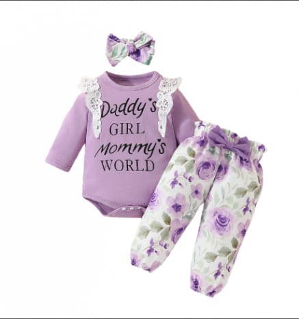 Girls Long Sleeves Romper Pants Set