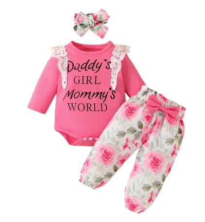 Girls Long Sleeves Romper Pants Set