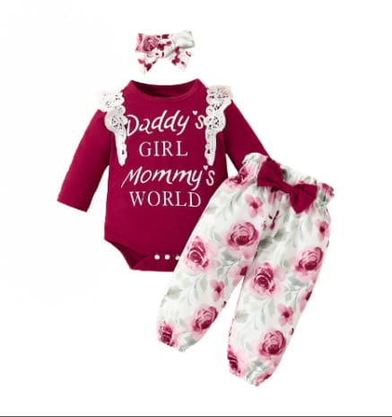Girls Long Sleeves Romper Pants Set