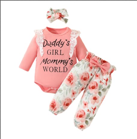 Girls Long Sleeves Romper Pants Set
